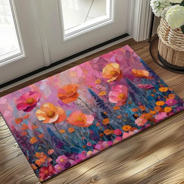 Wedding Oil Painting Flowers Doormat Non-Slip Oil Proof Rug Indoor Outdoor Mat Bedroom Decor Bathroom Mat Entrance Rug Door Mat