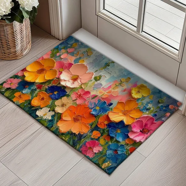 Wedding Oil Painting Flowers Doormat Non-Slip Oil Proof Rug Indoor Outdoor Mat Bedroom Decor Bathroom Mat Entrance Rug Door Mat