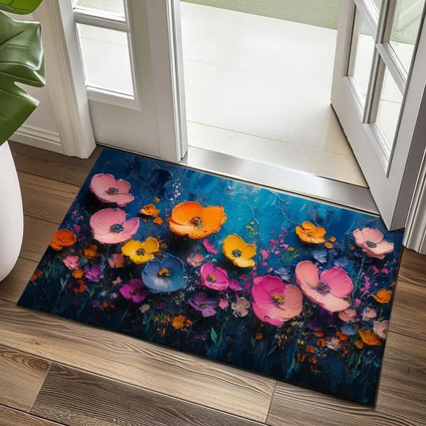 Wedding Oil Painting Flowers Doormat Non-Slip Oil Proof Rug Indoor Outdoor Mat Bedroom Decor Bathroom Mat Entrance Rug Door Mat