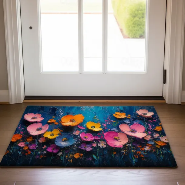 Wedding Oil Painting Flowers Doormat Non-Slip Oil Proof Rug Indoor Outdoor Mat Bedroom Decor Bathroom Mat Entrance Rug Door Mat