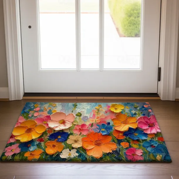 Wedding Oil Painting Flowers Doormat Non-Slip Oil Proof Rug Indoor Outdoor Mat Bedroom Decor Bathroom Mat Entrance Rug Door Mat