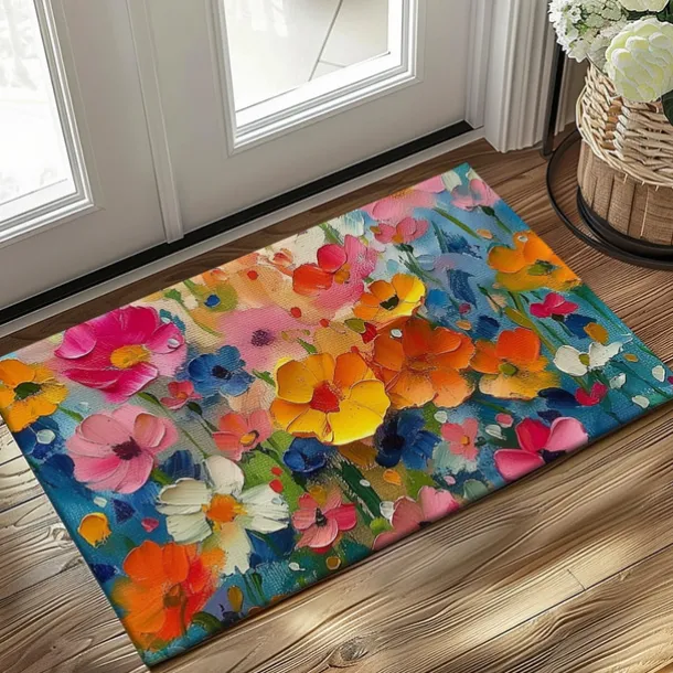 Wedding Oil Painting Flowers Doormat Non-Slip Oil Proof Rug Indoor Outdoor Mat Bedroom Decor Bathroom Mat Entrance Rug Door Mat