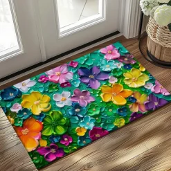 Wedding Oil Painting Strokes Flowers Doormat Non-Slip Oil Proof Rug Indoor Outdoor Mat Bedroom Decor Bathroom Mat Entrance Rug Door Mat