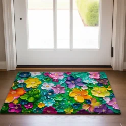 Wedding Oil Painting Strokes Flowers Doormat Non-Slip Oil Proof Rug Indoor Outdoor Mat Bedroom Decor Bathroom Mat Entrance Rug Door Mat