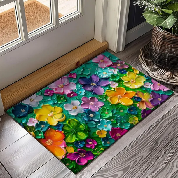 Wedding Oil Painting Strokes Flowers Doormat Non-Slip Oil Proof Rug Indoor Outdoor Mat Bedroom Decor Bathroom Mat Entrance Rug Door Mat