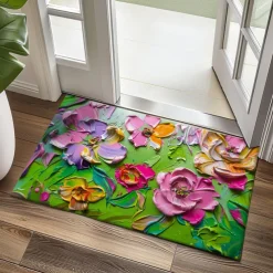 Wedding Oil Painting Strokes Flowers Doormat Non-Slip Oil Proof Rug Indoor Outdoor Mat Bedroom Decor Bathroom Mat Entrance Rug Door Mat