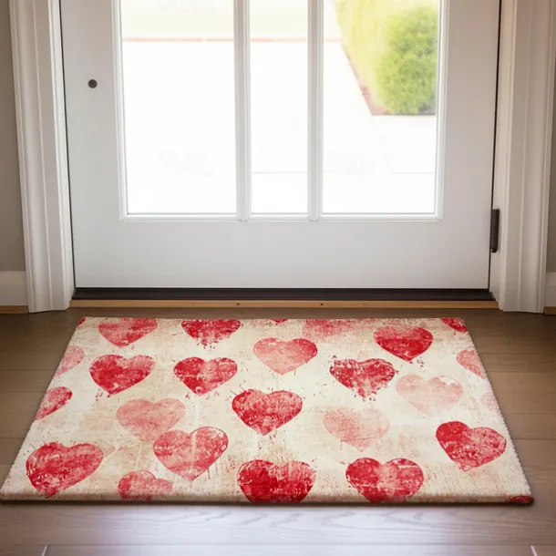 Wedding Red Hearts Doormat Non-Slip Oil Proof Rug Indoor Outdoor Mat Bedroom Decor Bathroom Mat Entrance Rug Door Mat
