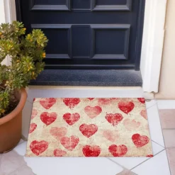 Wedding Red Hearts Doormat Non-Slip Oil Proof Rug Indoor Outdoor Mat Bedroom Decor Bathroom Mat Entrance Rug Door Mat