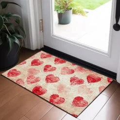 Wedding Red Hearts Doormat Non-Slip Oil Proof Rug Indoor Outdoor Mat Bedroom Decor Bathroom Mat Entrance Rug Door Mat