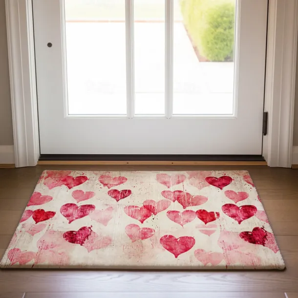 Wedding Red Hearts Doormat Non-Slip Oil Proof Rug Indoor Outdoor Mat Bedroom Decor Bathroom Mat Entrance Rug Door Mat