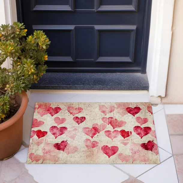 Wedding Red Hearts Doormat Non-Slip Oil Proof Rug Indoor Outdoor Mat Bedroom Decor Bathroom Mat Entrance Rug Door Mat