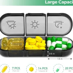 Weekly Pill Organizer 3 Times a DayPortable Travel Pill Box 7 Day with Large Pill Containers Light-Proof Pill Case for Vitamins