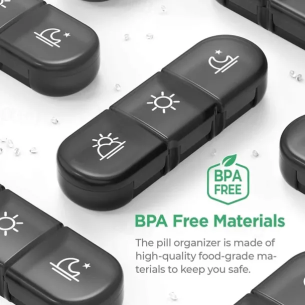 Weekly Pill Organizer 3 Times a DayPortable Travel Pill Box 7 Day with Large Pill Containers Light-Proof Pill Case for Vitamins