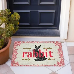 Welcome Rabbits Doormat Floor Mats Washable Rugs Kitchen Mat Non-Slip Oil Proof Rug Indoor Outdoor Mat Bedroom Decor Bathroom Mat Entrance Rug