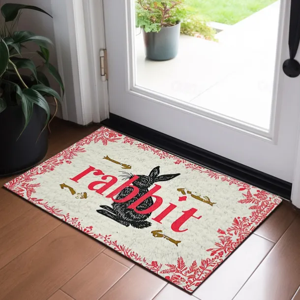 Welcome Rabbits Doormat Floor Mats Washable Rugs Kitchen Mat Non-Slip Oil Proof Rug Indoor Outdoor Mat Bedroom Decor Bathroom Mat Entrance Rug