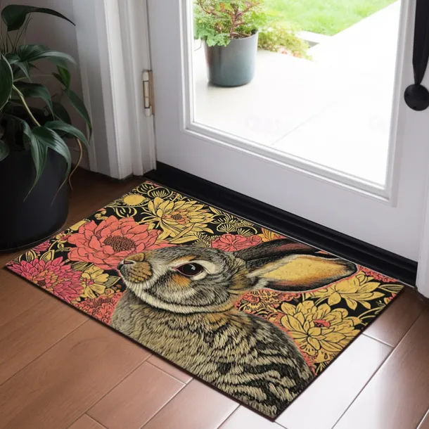 Welcome Rabbits Doormat Floor Mats Washable Rugs Kitchen Mat Non-Slip Oil Proof Rug Indoor Outdoor Mat Bedroom Decor Bathroom Mat Entrance Rug