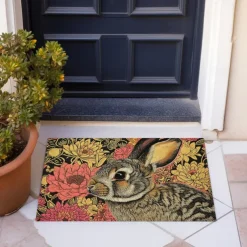 Welcome Rabbits Doormat Floor Mats Washable Rugs Kitchen Mat Non-Slip Oil Proof Rug Indoor Outdoor Mat Bedroom Decor Bathroom Mat Entrance Rug