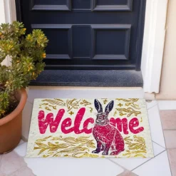 Welcome Rabbits Doormat Floor Mats Washable Rugs Kitchen Mat Non-Slip Oil Proof Rug Indoor Outdoor Mat Bedroom Decor Bathroom Mat Entrance Rug