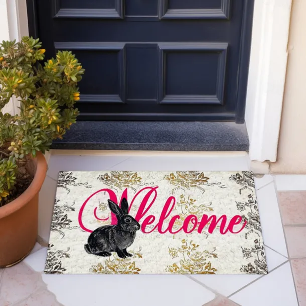 Welcome Rabbits Doormat Floor Mats Washable Rugs Kitchen Mat Non-Slip Oil Proof Rug Indoor Outdoor Mat Bedroom Decor Bathroom Mat Entrance Rug