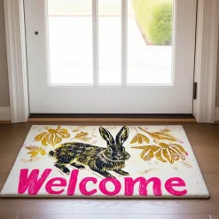 Welcome Rabbits Doormat Floor Mats Washable Rugs Kitchen Mat Non-Slip Oil Proof Rug Indoor Outdoor Mat Bedroom Decor Bathroom Mat Entrance Rug