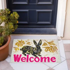 Welcome Rabbits Doormat Floor Mats Washable Rugs Kitchen Mat Non-Slip Oil Proof Rug Indoor Outdoor Mat Bedroom Decor Bathroom Mat Entrance Rug