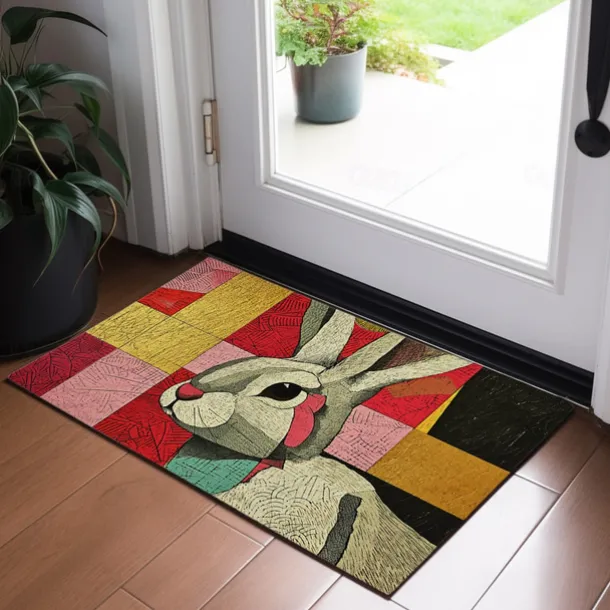 Welcome Rabbits Doormat Floor Mats Washable Rugs Kitchen Mat Non-Slip Oil Proof Rug Indoor Outdoor Mat Bedroom Decor Bathroom Mat Entrance Rug