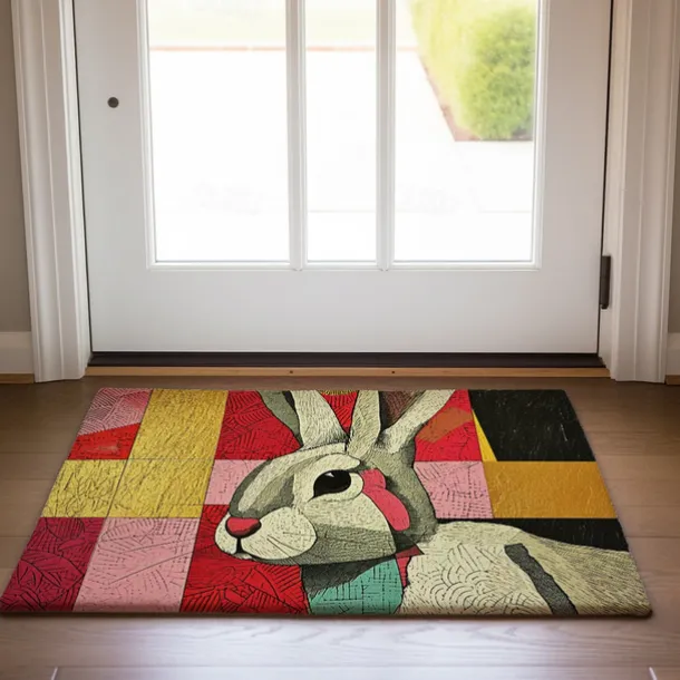 Welcome Rabbits Doormat Floor Mats Washable Rugs Kitchen Mat Non-Slip Oil Proof Rug Indoor Outdoor Mat Bedroom Decor Bathroom Mat Entrance Rug