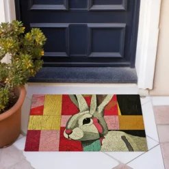 Welcome Rabbits Doormat Floor Mats Washable Rugs Kitchen Mat Non-Slip Oil Proof Rug Indoor Outdoor Mat Bedroom Decor Bathroom Mat Entrance Rug