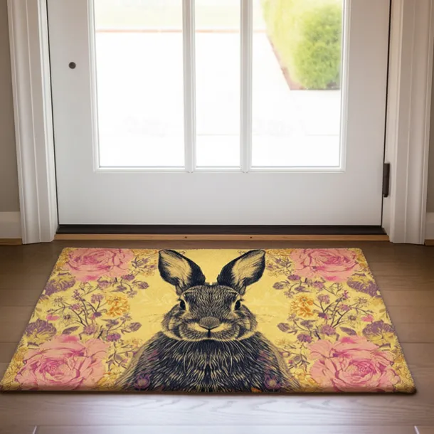 Welcome Rabbits Doormat Floor Mats Washable Rugs Kitchen Mat Non-Slip Oil Proof Rug Indoor Outdoor Mat Bedroom Decor Bathroom Mat Entrance Rug