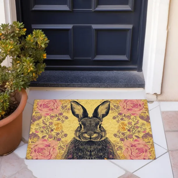 Welcome Rabbits Doormat Floor Mats Washable Rugs Kitchen Mat Non-Slip Oil Proof Rug Indoor Outdoor Mat Bedroom Decor Bathroom Mat Entrance Rug