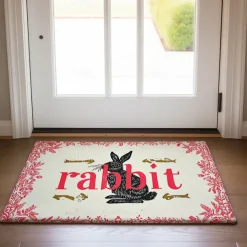 Welcome Rabbits Doormat Floor Mats Washable Rugs Kitchen Mat Non-Slip Oil Proof Rug Indoor Outdoor Mat Bedroom Decor Bathroom Mat Entrance Rug