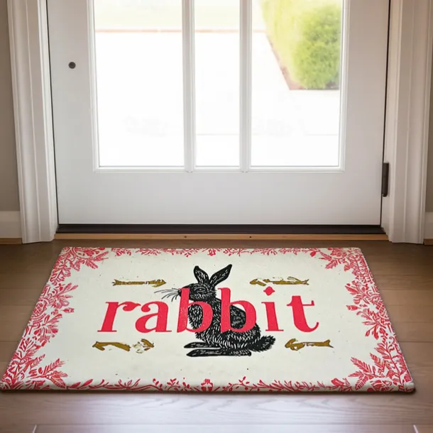 Welcome Rabbits Doormat Floor Mats Washable Rugs Kitchen Mat Non-Slip Oil Proof Rug Indoor Outdoor Mat Bedroom Decor Bathroom Mat Entrance Rug