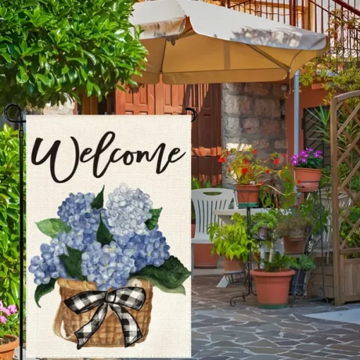 Welcome Spring Summer Garden Flag 12X18 Inch Polyester Fiber Flower Garden Flag Outdoor Home Courtyard