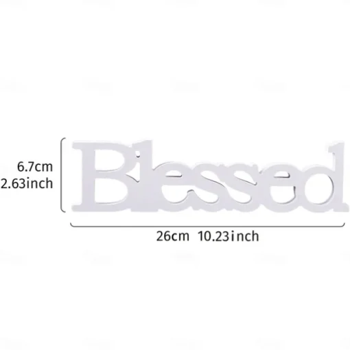 White "Blessed" Letter Tabletop Decor, PVC Freestanding Letter Sign, Warm Indoor Decoration for Wedding, Valentine's Day, Anniversary, Party, and Home Table Display