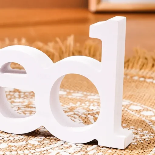 White "Blessed" Letter Tabletop Decor, PVC Freestanding Letter Sign, Warm Indoor Decoration for Wedding, Valentine's Day, Anniversary, Party, and Home Table Display