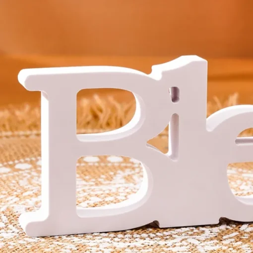 White "Blessed" Letter Tabletop Decor, PVC Freestanding Letter Sign, Warm Indoor Decoration for Wedding, Valentine's Day, Anniversary, Party, and Home Table Display