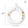 White Circular Resin Vase with Gold Star and Moon Accents – Islamic Festival Centerpiece for Ramadan, Eid, and Home Decor – Elegant Flower Holder for Entryway, Table, and Celebration