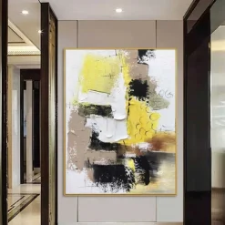 White Gray Yellow Textured Painting Large Colorful Abstract Painting Texture Abstract Painting Colorful Knife Painting Hand-painted Abstract Art Large Canvas Art Boho Decor