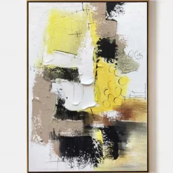White Gray Yellow Textured Painting Large Colorful Abstract Painting Texture Abstract Painting Colorful Knife Painting Hand-painted Abstract Art Large Canvas Art Boho Decor