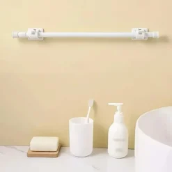 White Tension Curtain Rod Spring Rods Expandable Curtain Rod Adjustable, for Bathroom, Kitchen, Window, Cupboard, Wardrobe, Bookshelf DIY Projects