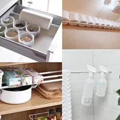 White Tension Curtain Rod Spring Rods Expandable Curtain Rod Adjustable, for Bathroom, Kitchen, Window, Cupboard, Wardrobe, Bookshelf DIY Projects