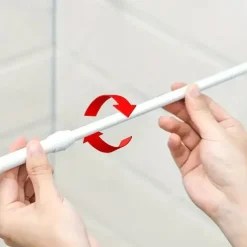 White Tension Curtain Rod Spring Rods Expandable Curtain Rod Adjustable, for Bathroom, Kitchen, Window, Cupboard, Wardrobe, Bookshelf DIY Projects