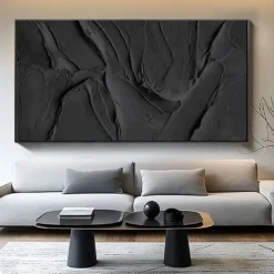 White textured oil painting handmade wall art Black and white Abstract art painting hand painted Black and white Painting Black and white wall art Black and white 3D textured wall art painting