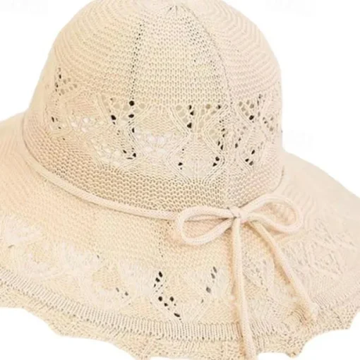 Wide Brim Straw Sun Hat for Women, Floppy Beach Hat with Bowknot, UV Protection Summer Hat, Foldable Outdoor Travel Visor