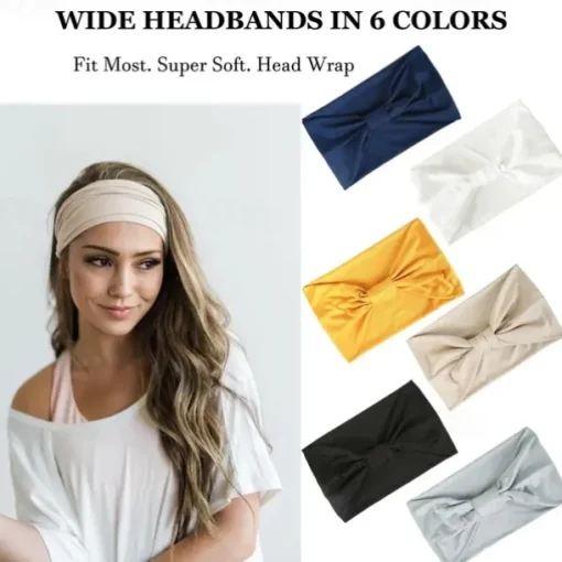 Wide Headbands For Women Non Slip Soft Elastic Hair Bands Yoga Running Sports Workout Gym Head Wraps Knotted Cotton Cloth African Turbans Bandana