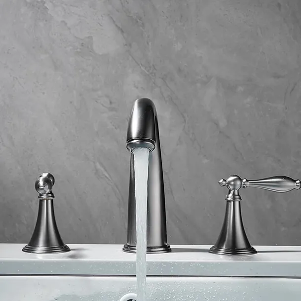 Widespread Bathroom Faucet Sink Mixer Basin Taps, Twin Handle Vessel Tap with Cold and Hot Hose