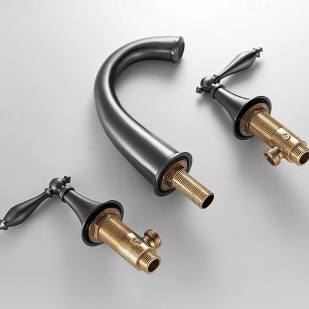 Widespread Bathroom Faucet Sink Mixer Basin Taps, Twin Handle Vessel Tap with Cold and Hot Hose