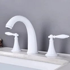 Widespread Bathroom Faucet Sink Mixer Basin Taps, Twin Handle Vessel Tap with Cold and Hot Hose