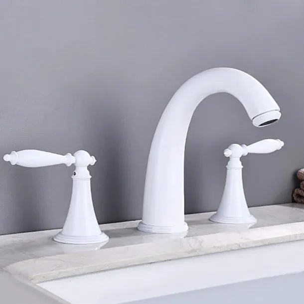 Widespread Bathroom Faucet Sink Mixer Basin Taps, Twin Handle Vessel Tap with Cold and Hot Hose