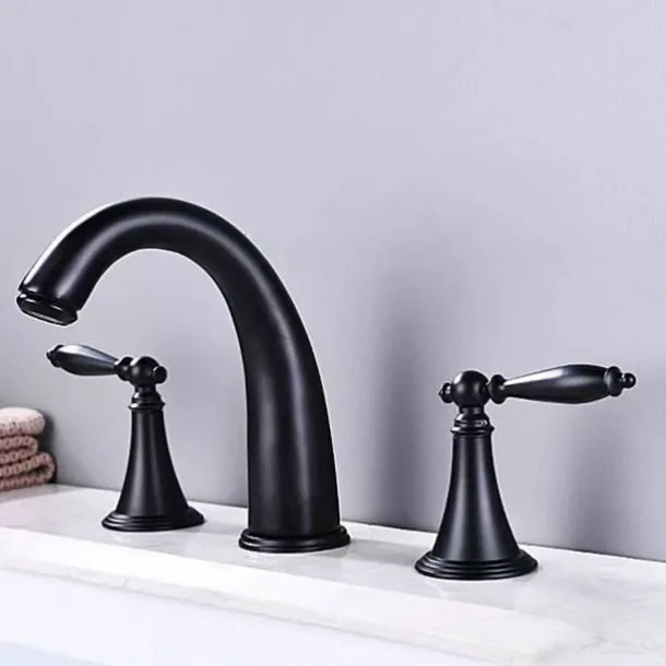 Widespread Bathroom Faucet Sink Mixer Basin Taps, Twin Handle Vessel Tap with Cold and Hot Hose